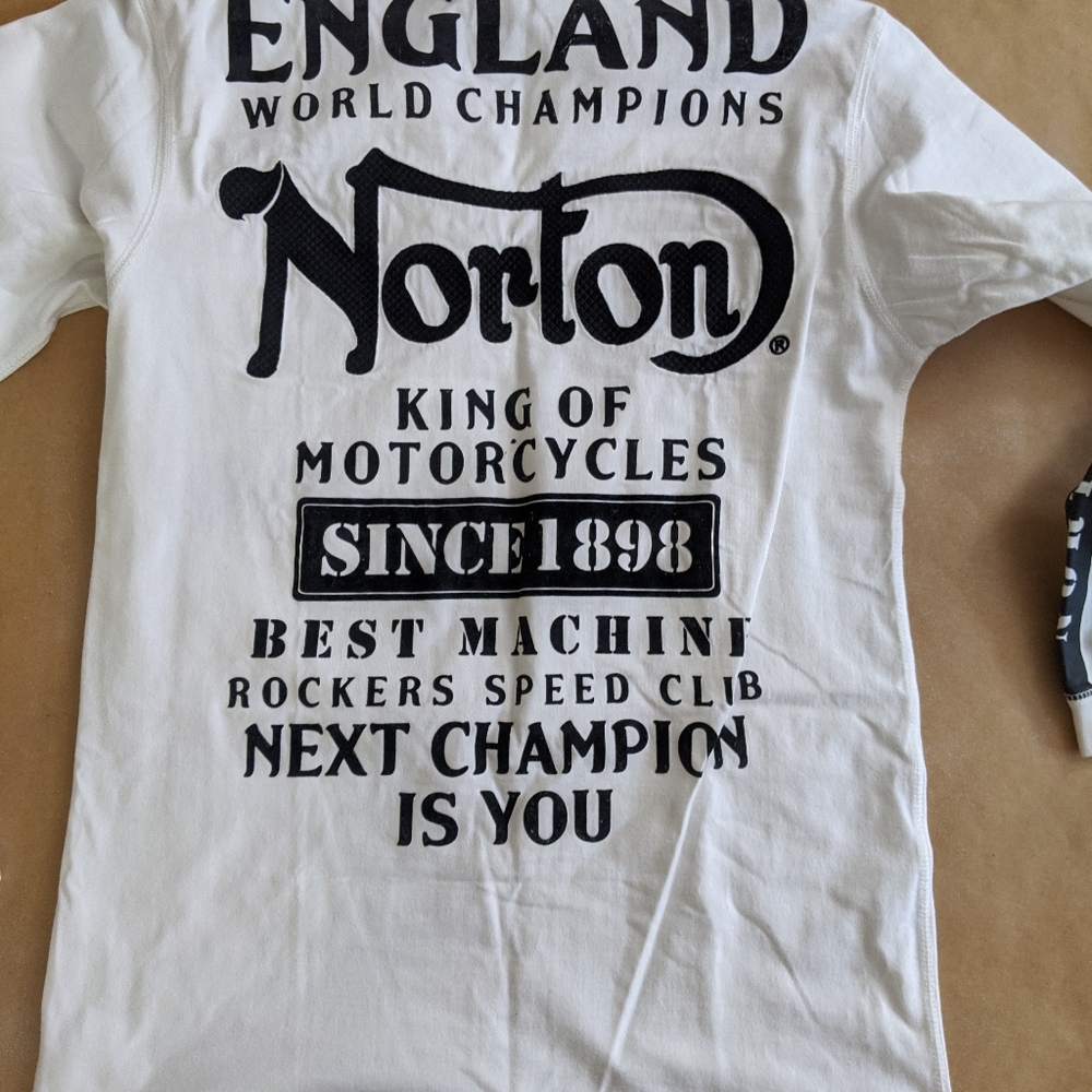 White T-Shirt for Men, Long Sleeve, Norton Motorcycles, Rare, Size XL,
